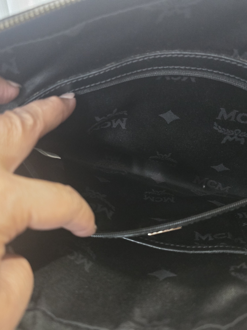 MCM Black Leather Visetos Satchel Bag - Picture 11 of 13